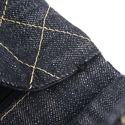 Chanel Navy Sparkling Denim Chain Through Single Flap Shoulder Bag