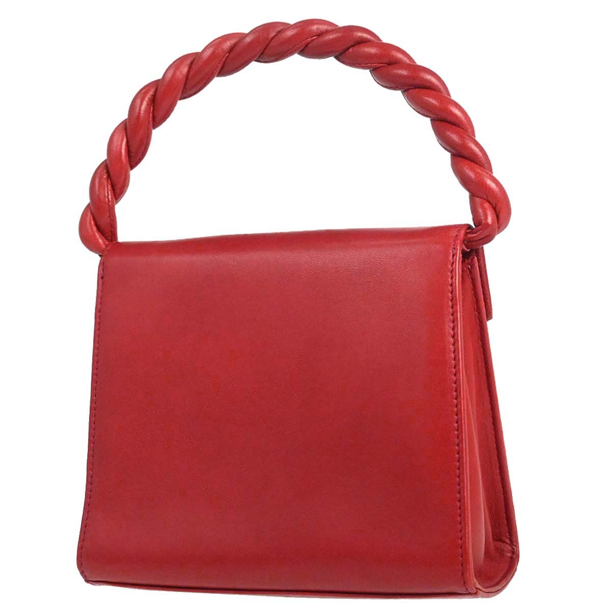 Chanel Red Lambskin Twist Handle Handbag