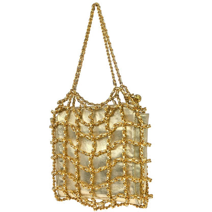 Chanel 1994-1996 Gold Lambskin Caged-chain Handbag