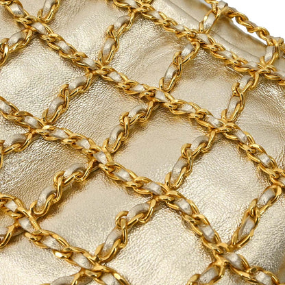 Chanel 1994-1996 Gold Lambskin Caged-chain Handbag
