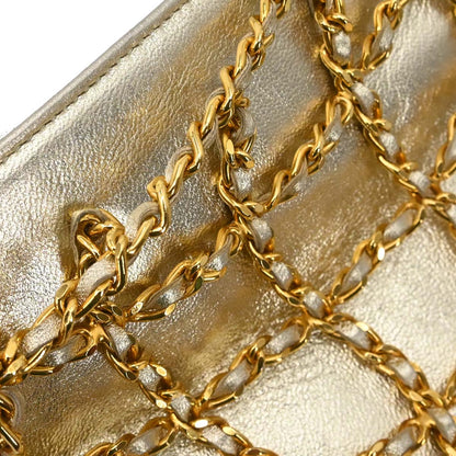 Chanel 1994-1996 Gold Lambskin Caged-chain Handbag