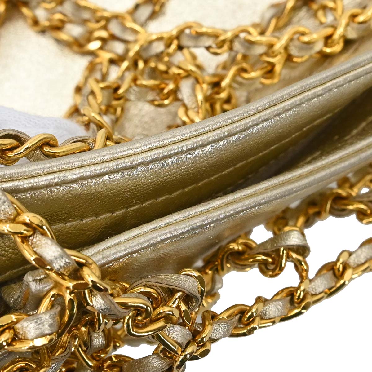 Chanel 1994-1996 Gold Lambskin Caged-chain Handbag