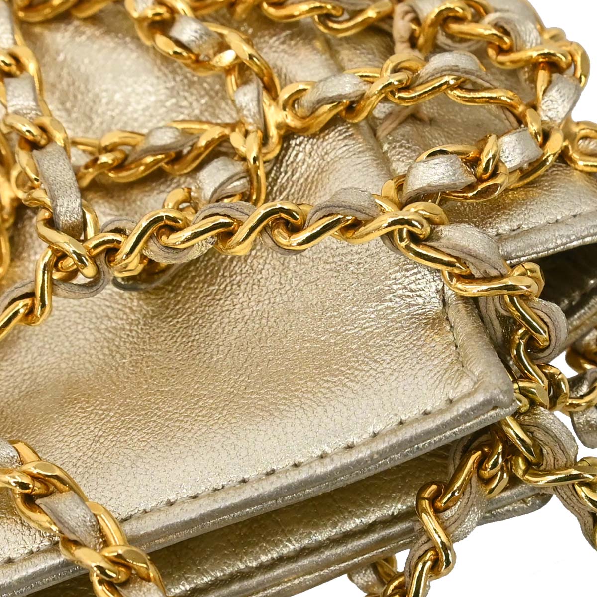 Chanel 1994-1996 Gold Lambskin Caged-chain Handbag