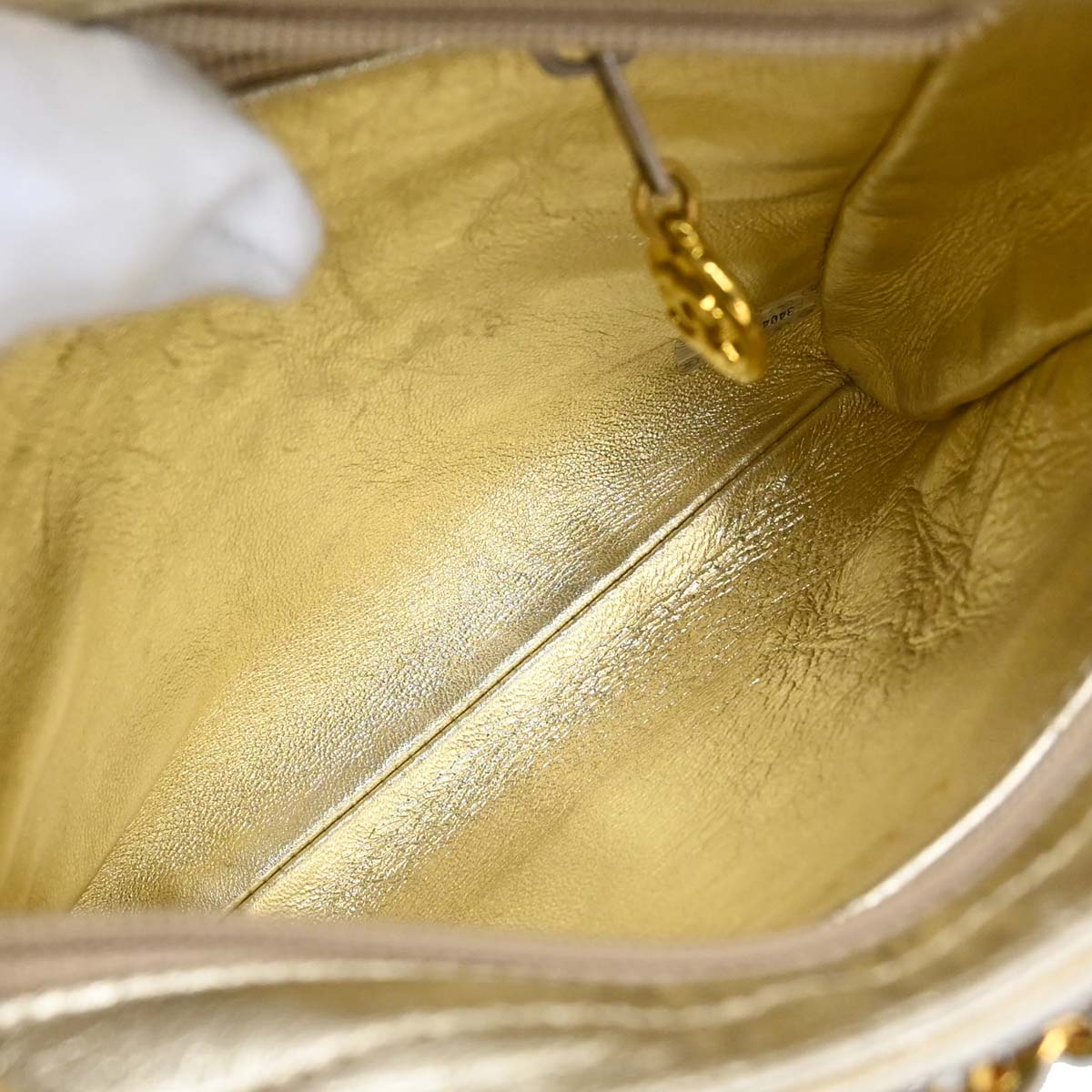 Chanel 1994-1996 Gold Lambskin Caged-chain Handbag