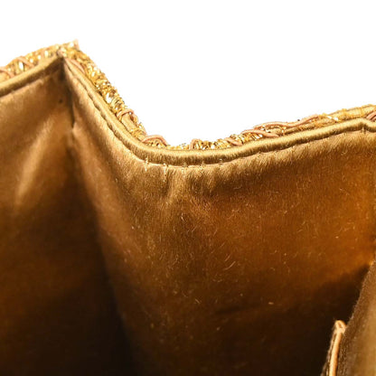 Chanel 1997-1999 Gold Satin Lace Double Sided Turnlock Handbag