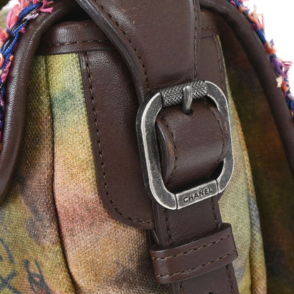 Chanel 2015-2016 Khaki Canvas Graffiti On The Pavements Shoulder Bag