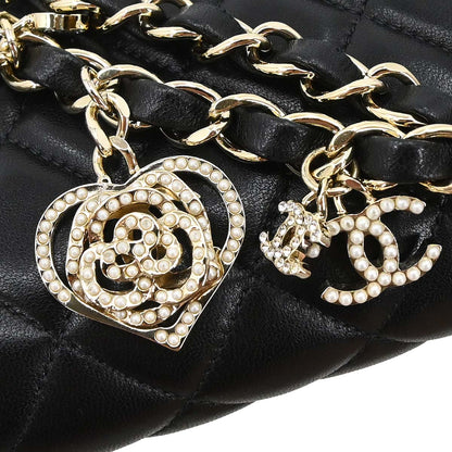 Chanel Black Lambskin Valentine Single Flap Shoulder Bag