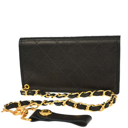 Chanel 1991-1994 Black Lambskin Chain Wallet