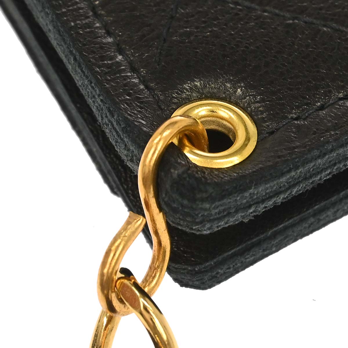 Chanel 1991-1994 Black Lambskin Chain Wallet
