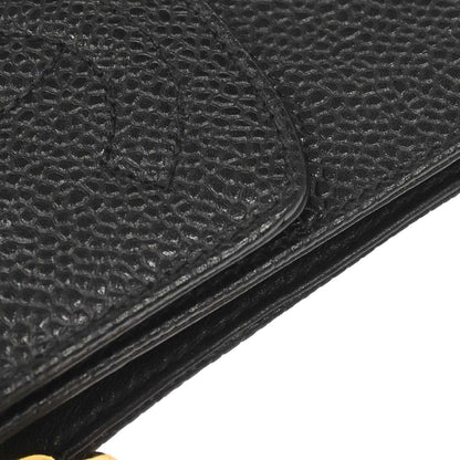 Chanel 1994-1996 Black Caviar Skin Chain Shoulder Bag Pochette Phone Case