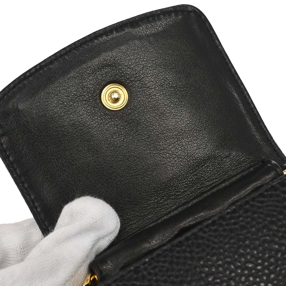 Chanel 1994-1996 Black Caviar Skin Chain Shoulder Bag Pochette Phone Case