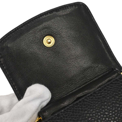 Chanel 1994-1996 Black Caviar Skin Chain Shoulder Bag Pochette Phone Case