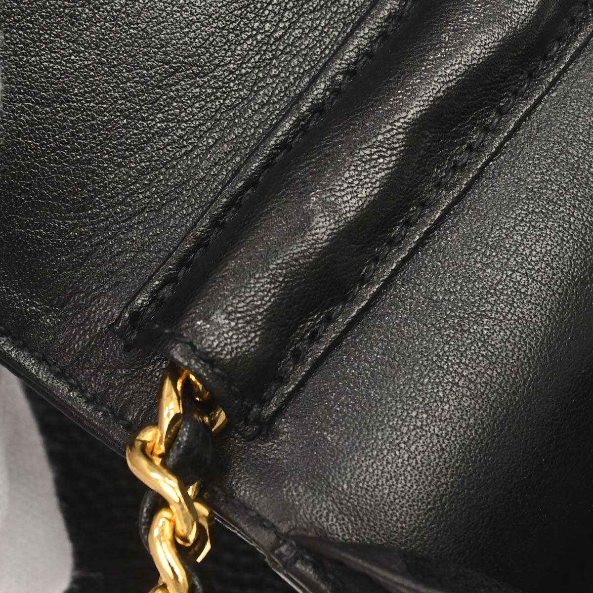 Chanel 1994-1996 Black Caviar Skin Chain Shoulder Bag Pochette Phone Case