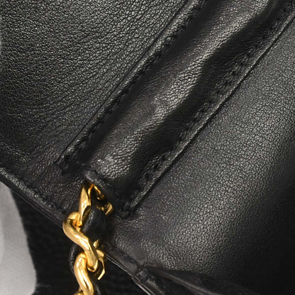 Chanel 1994-1996 Black Caviar Skin Chain Shoulder Bag Pochette Phone Case