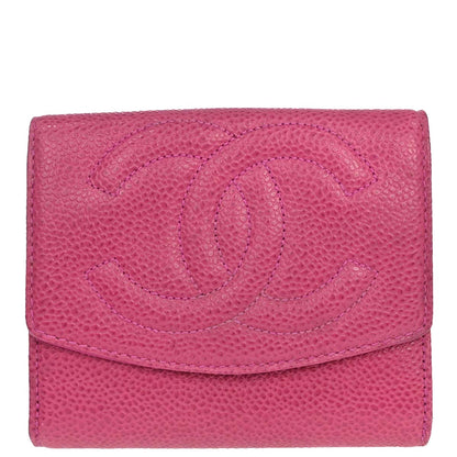 Chanel 1996-1997 Pink Caviar Skin Bifold Wallet