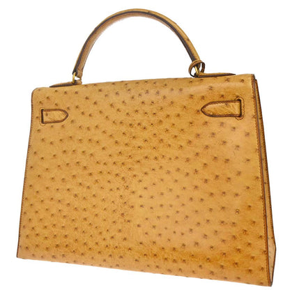 Hermes * Saffron Ostrich Kelly 32 Sellier Handbag