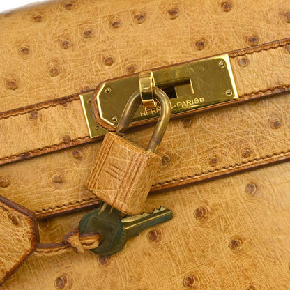 Hermes * Saffron Ostrich Kelly 32 Sellier Handbag