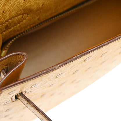 Hermes * Saffron Ostrich Kelly 32 Sellier Handbag