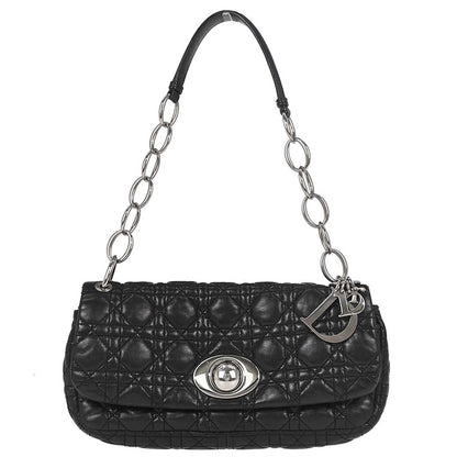 Christian Dior Black Lambskin Rendezvous Cannage Shoulder Bag