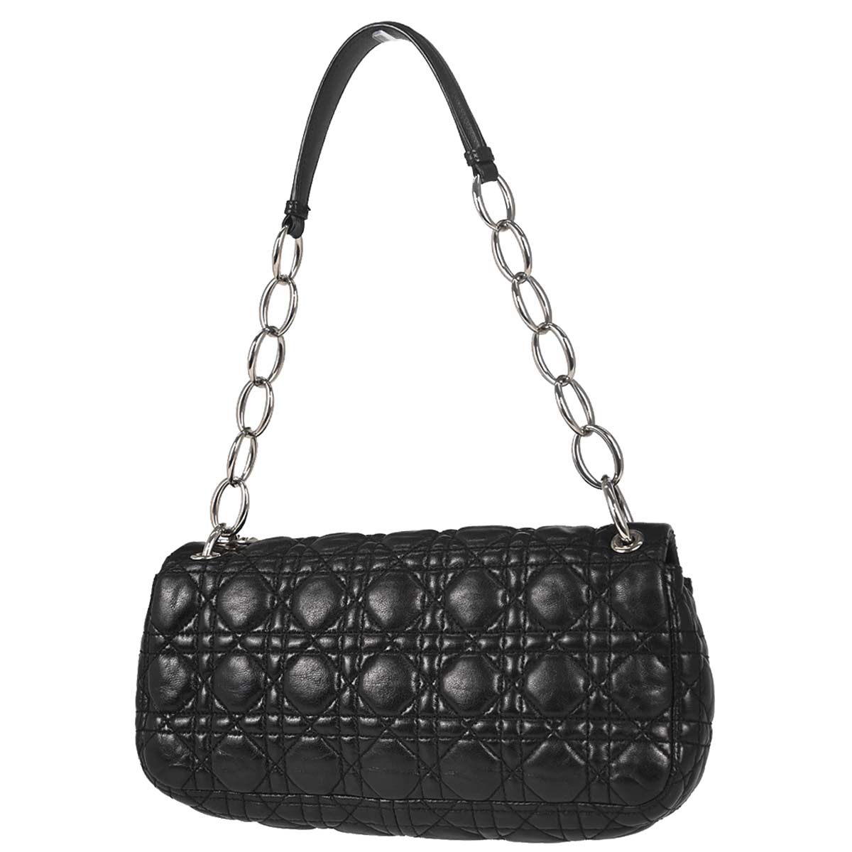 Christian Dior Black Lambskin Rendezvous Cannage Shoulder Bag