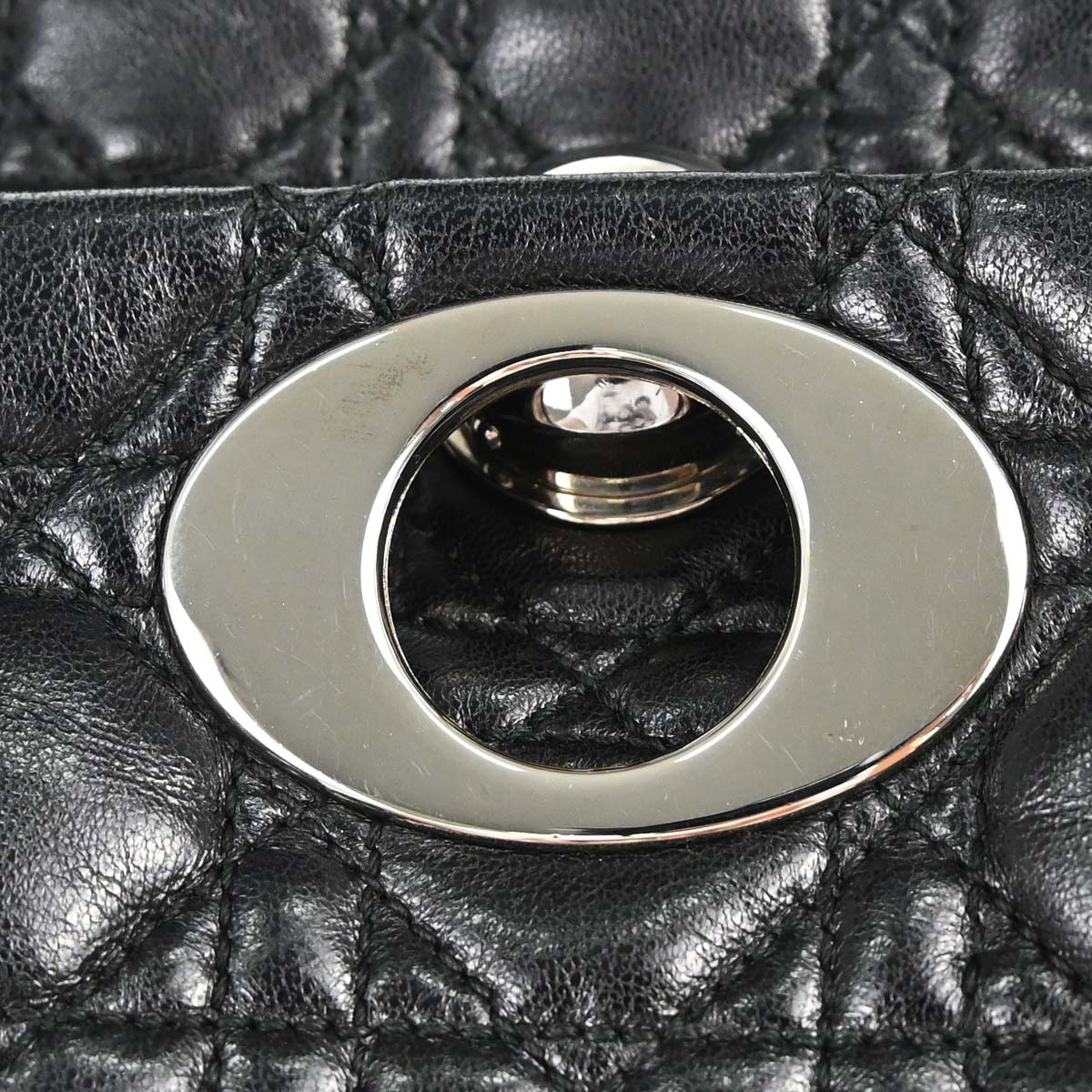 Christian Dior Black Lambskin Rendezvous Cannage Shoulder Bag