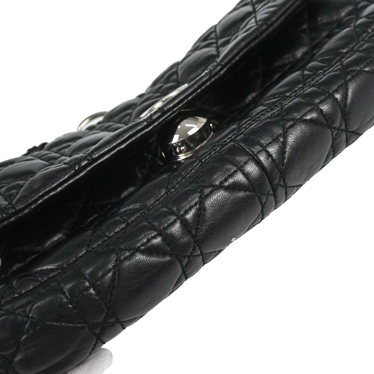 Christian Dior Black Lambskin Rendezvous Cannage Shoulder Bag