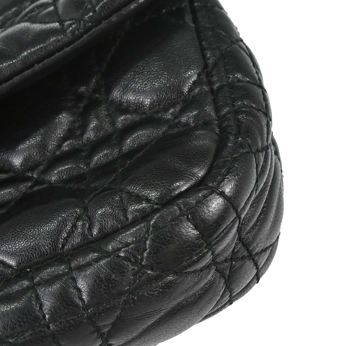 Christian Dior Black Lambskin Rendezvous Cannage Shoulder Bag
