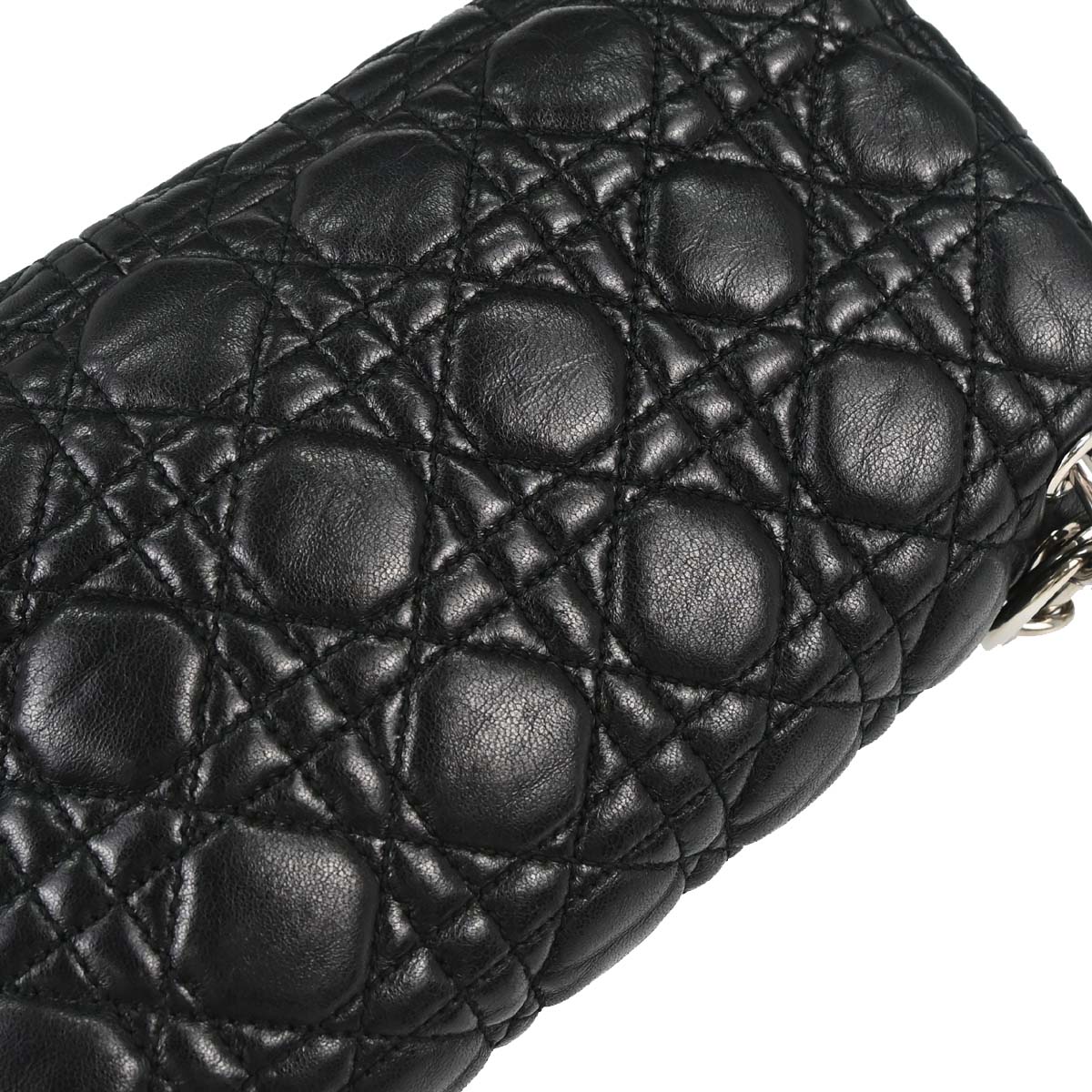Christian Dior Black Lambskin Rendezvous Cannage Shoulder Bag