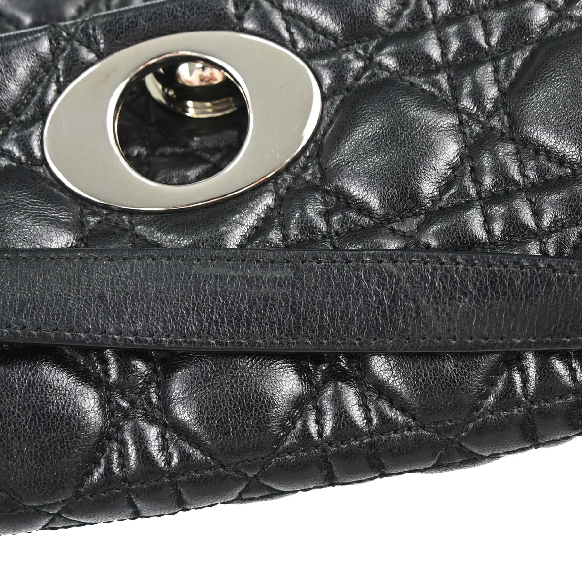 Christian Dior Black Lambskin Rendezvous Cannage Shoulder Bag