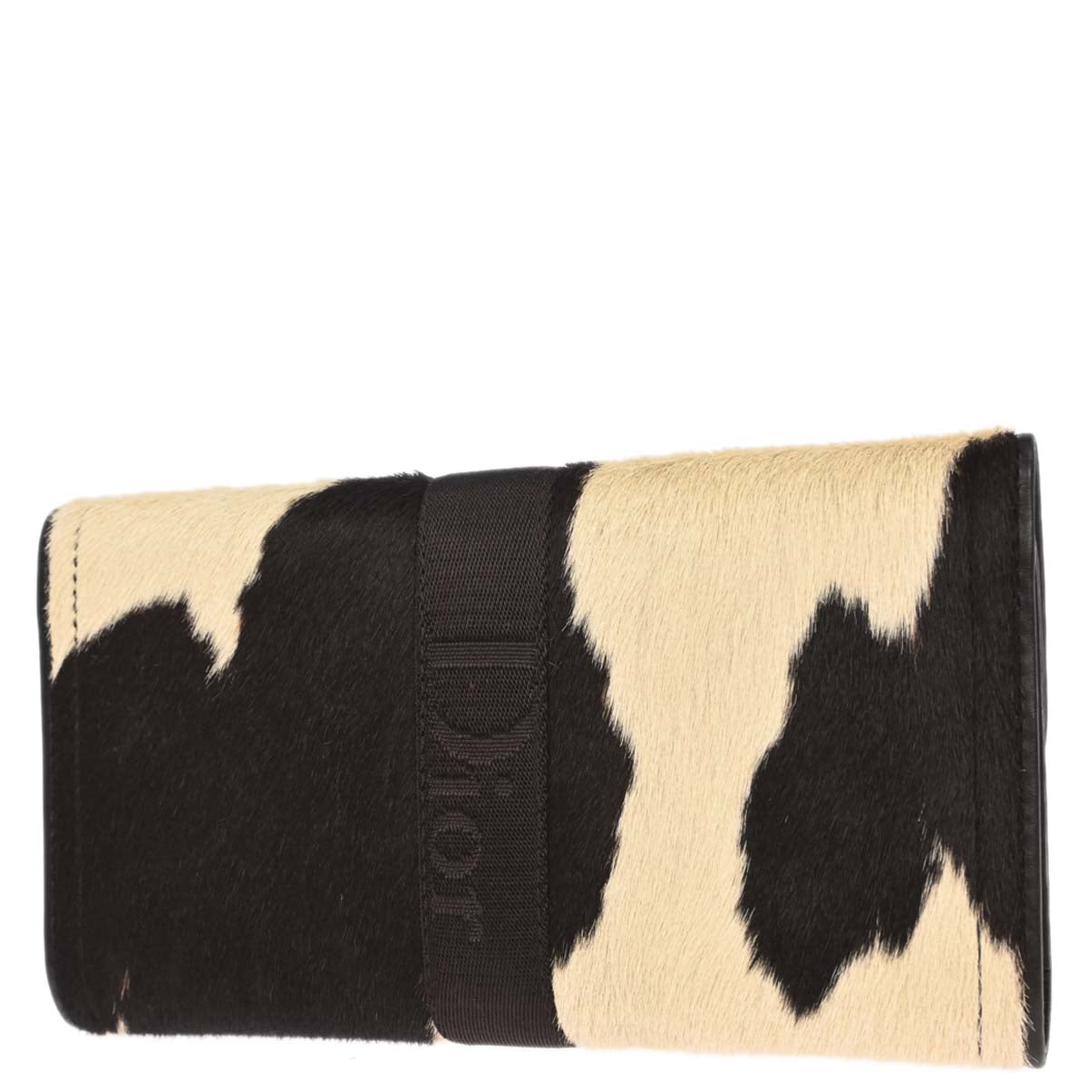 Christian Dior Ivory Brown Pony Hair Long Wallet