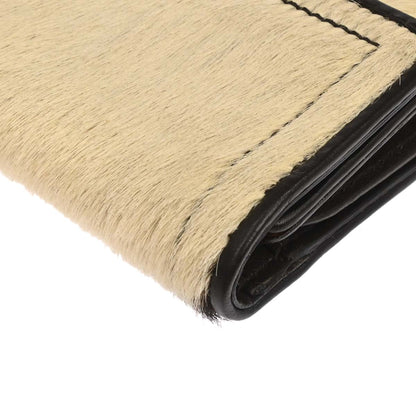 Christian Dior Ivory Brown Pony Hair Long Wallet