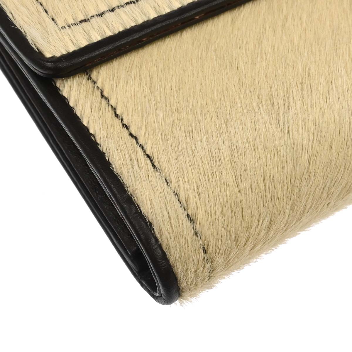 Christian Dior Ivory Brown Pony Hair Long Wallet