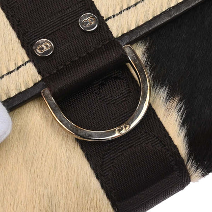 Christian Dior Ivory Brown Pony Hair Long Wallet