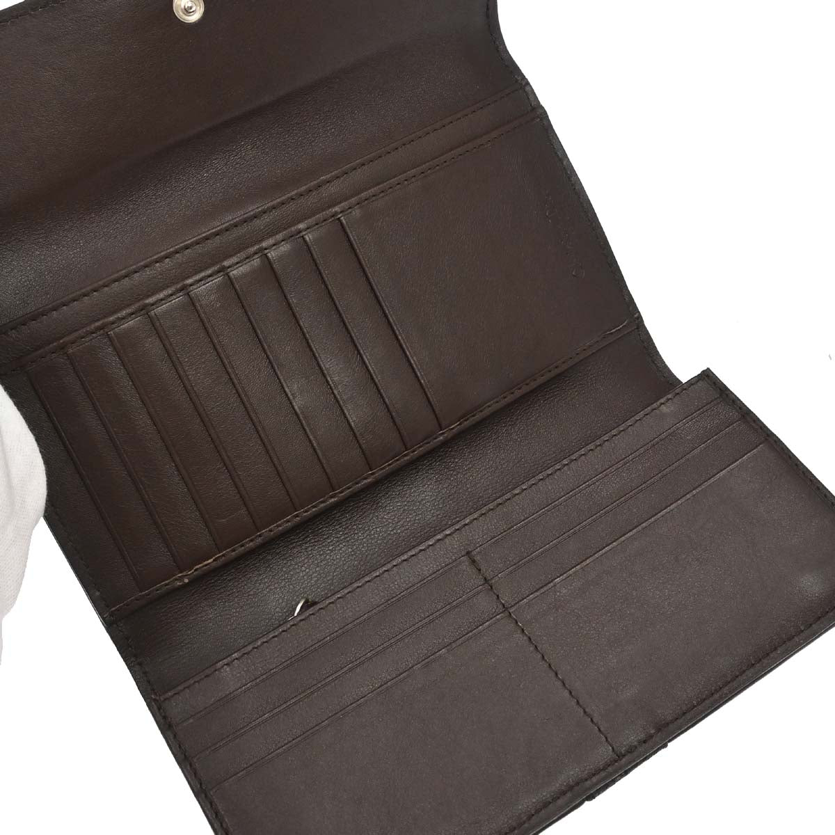 Christian Dior Ivory Brown Pony Hair Long Wallet