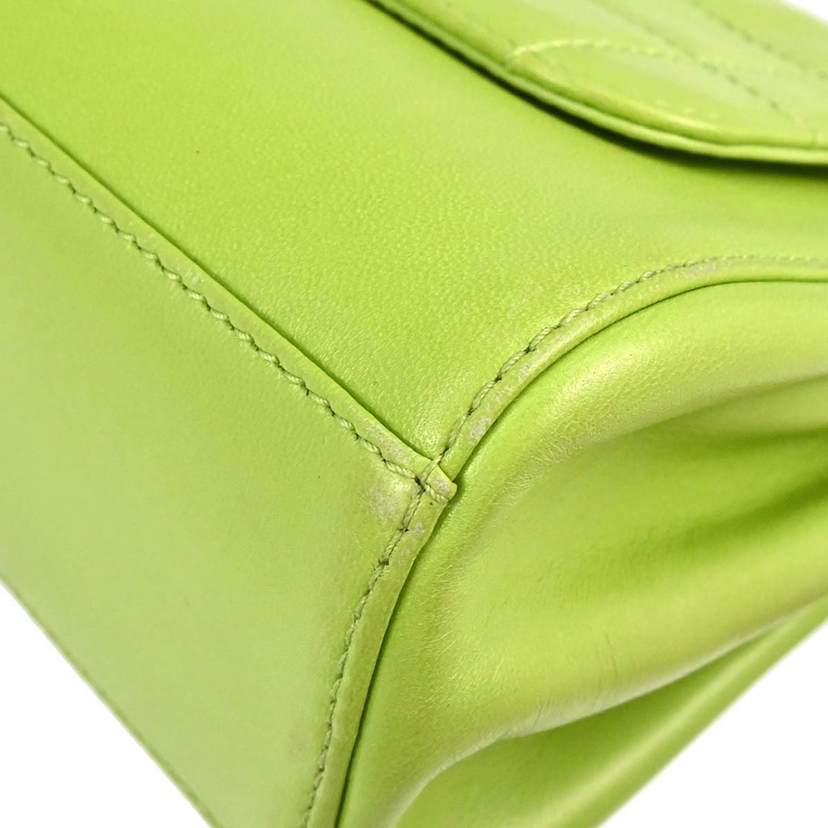 Chanel 2001-2003 Green Lambskin Choco Bar Mademoiselle Lock Shoulder Bag