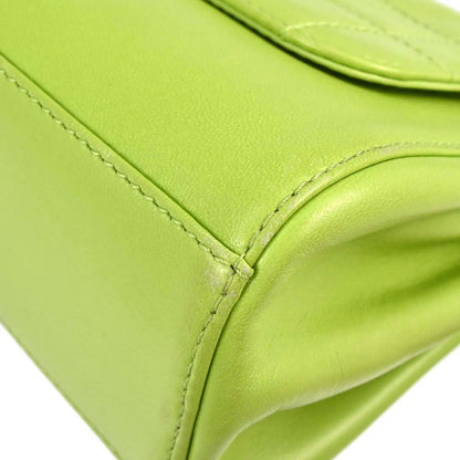 Chanel 2001-2003 Green Lambskin Choco Bar Mademoiselle Lock Shoulder Bag