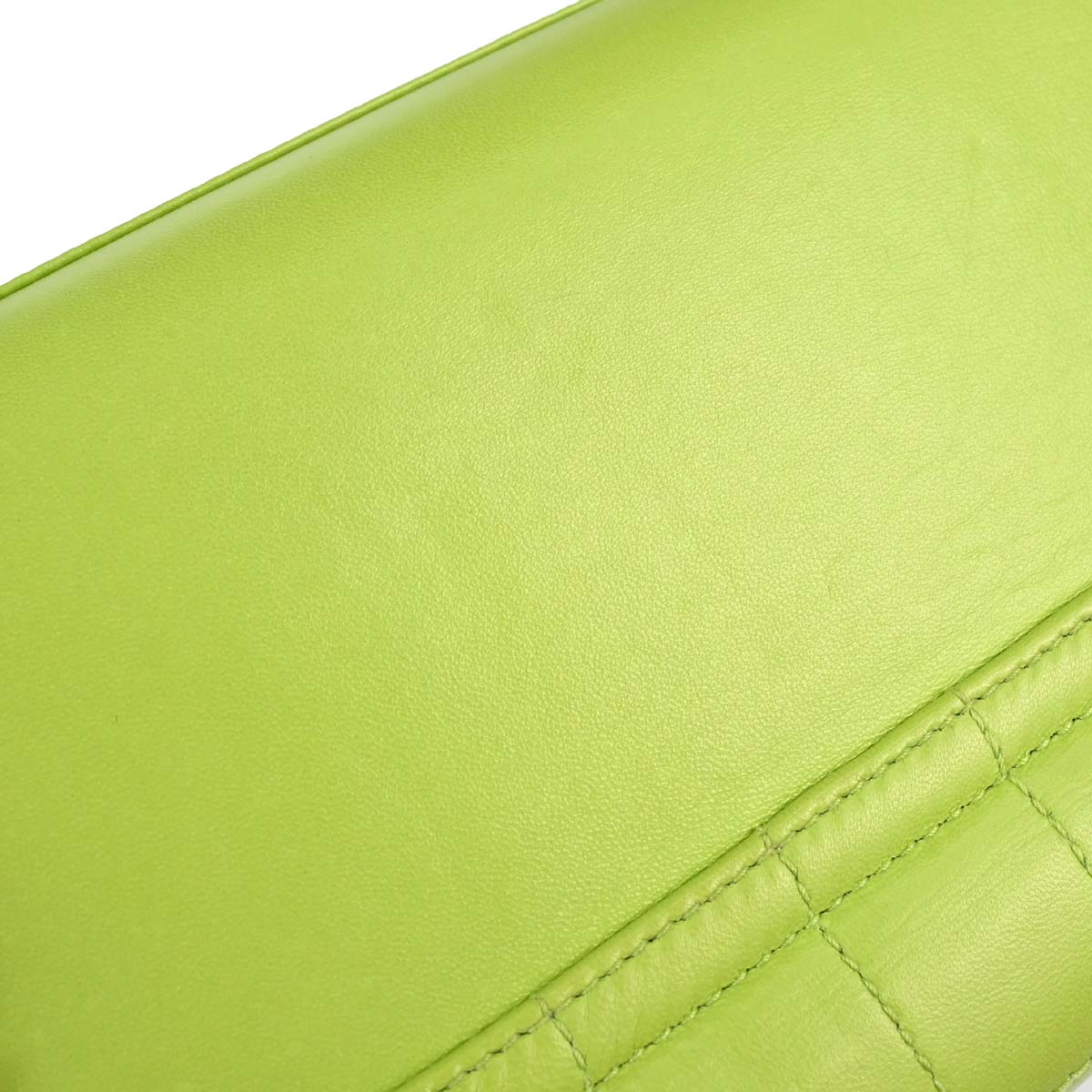 Chanel 2001-2003 Green Lambskin Choco Bar Mademoiselle Lock Shoulder Bag