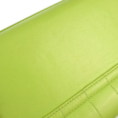 Chanel 2001-2003 Green Lambskin Choco Bar Mademoiselle Lock Shoulder Bag