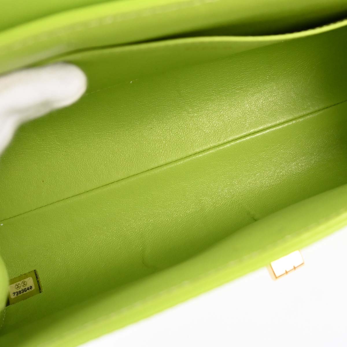 Chanel 2001-2003 Green Lambskin Choco Bar Mademoiselle Lock Shoulder Bag