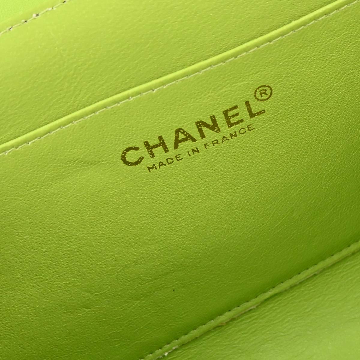 Chanel 2001-2003 Green Lambskin Choco Bar Mademoiselle Lock Shoulder Bag