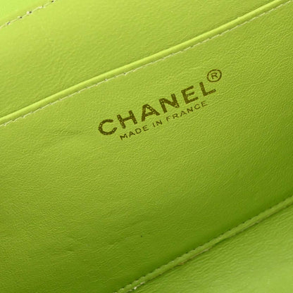 Chanel 2001-2003 Green Lambskin Choco Bar Mademoiselle Lock Shoulder Bag