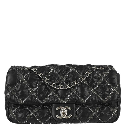Chanel 2010-2011 Black Nylon Tweed Paris-Byzance Bubble Flap Shoulder Bag