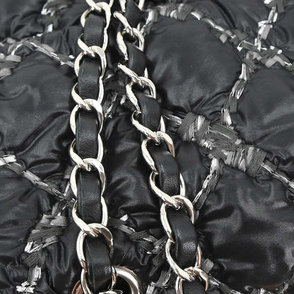 Chanel 2010-2011 Black Nylon Tweed Paris-Byzance Bubble Flap Shoulder Bag