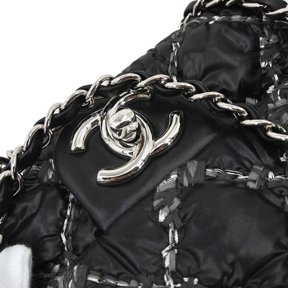 Chanel 2010-2011 Black Nylon Tweed Paris-Byzance Bubble Flap Shoulder Bag