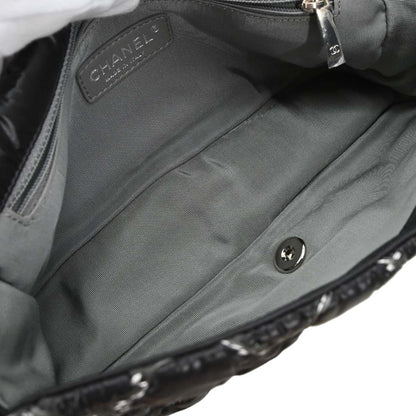 Chanel 2010-2011 Black Nylon Tweed Paris-Byzance Bubble Flap Shoulder Bag