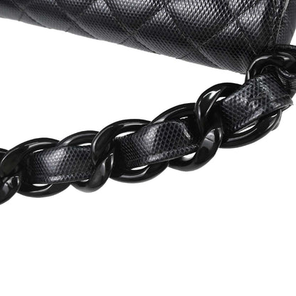 Chanel 1996-1997 Black Lizard-Embossed Calfskin Handbag