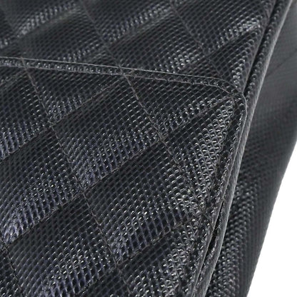 Chanel 1996-1997 Black Lizard-Embossed Calfskin Handbag