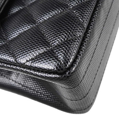 Chanel 1996-1997 Black Lizard-Embossed Calfskin Handbag