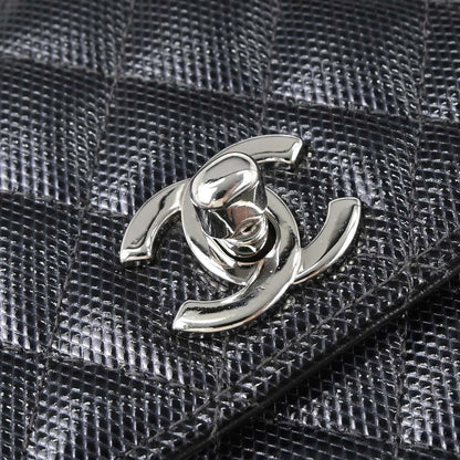 Chanel 1996-1997 Black Lizard-Embossed Calfskin Handbag