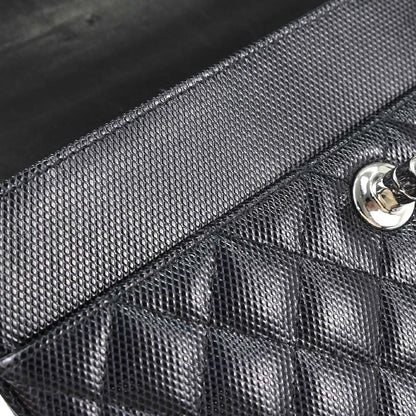 Chanel 1996-1997 Black Lizard-Embossed Calfskin Handbag
